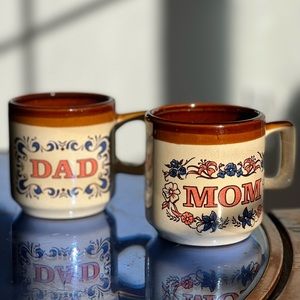 Vintage set of Mom and Dad Mugs